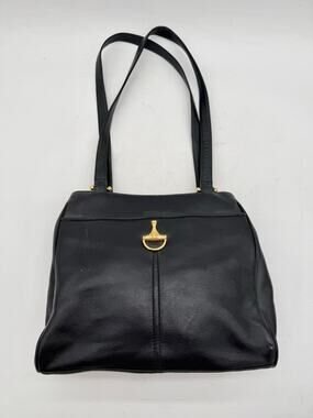Vintage Etienne Aigner Black Leather Shoulder Bag Gold Stirrup Purse Y2K